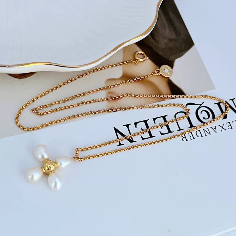 Tory Burch Freshwater Pearl Flower Necklace